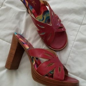 Skechers by Michelle K Red block heel sandal, 8.5